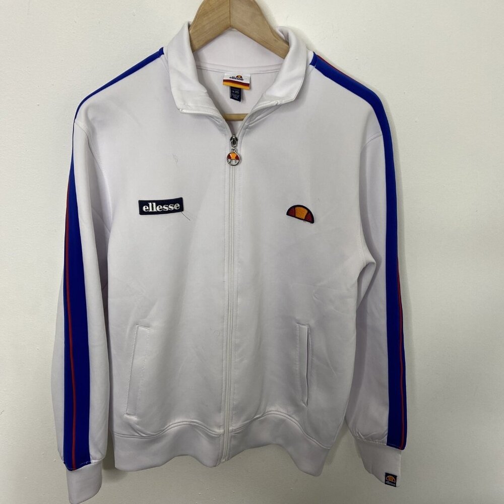 Ellesse Men XS White Blue Track Performance Jacket